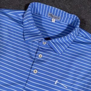 Peter Millar Polo Shirt Mens XL Blue Striped Summer Comfort Performance Golf
